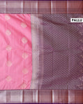 Traditional Niranjana Silk Saree Adorned with Woven Zari Motifs and a Contrasting Border - Pink