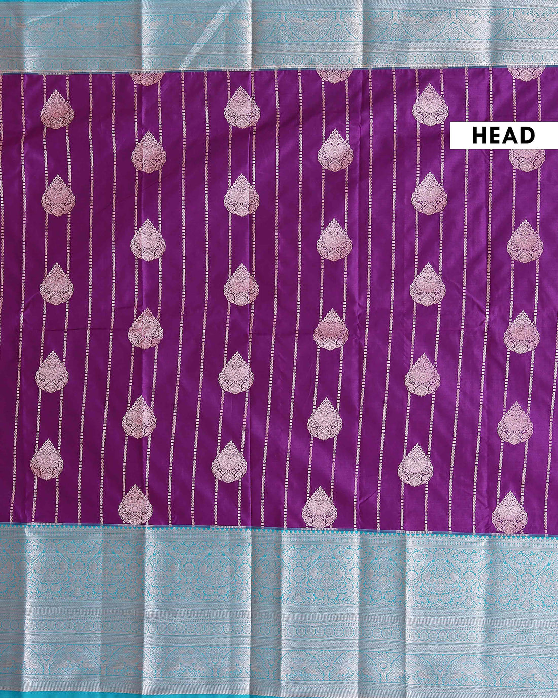 Traditional Niranjana Silk Saree Vertical Zari Motif Lines and Grand Brocade Border - Purple