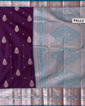 Traditional Niranjana Silk Saree with Intricate Zari Weave and Peacock Motif Border - Purple