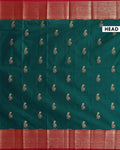 Traditional Niranjana Silk Saree with Woven Buttas and Temple Border - Green