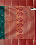 Traditional Niranjana Silk Saree with Woven Buttas and Temple Border - Green