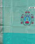 Traditional Paithani Saree with Traditional Peacock and Floral Motifs -Green-BLOUSE