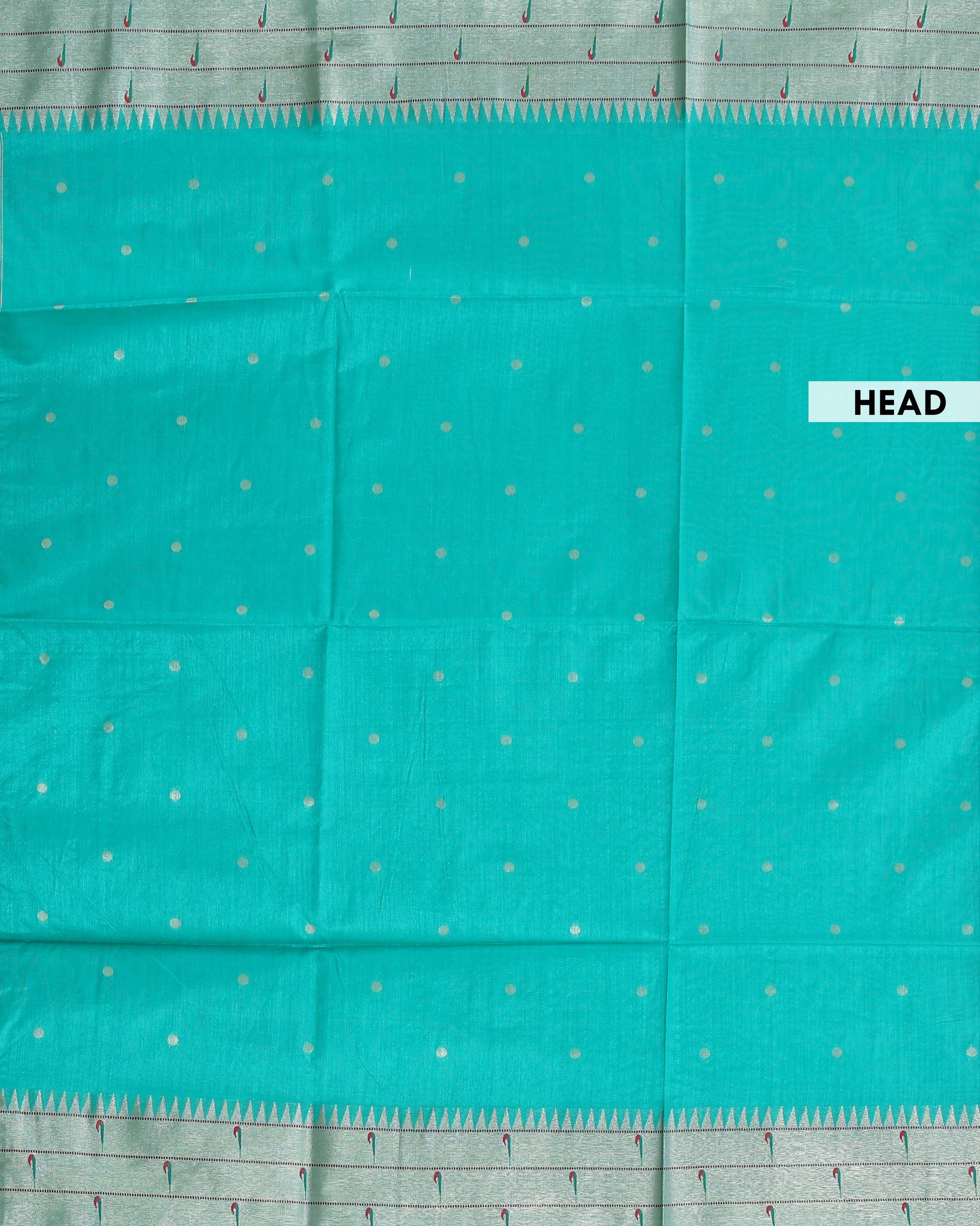 Traditional Paithani Saree with Traditional Peacock and Floral Motifs -Green-HEAD