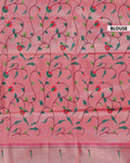 Traditional Paithani Saree with Traditional Peacock and Floral Motifs -Pink-blouse
