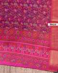 Traditional Patola Semi-Silk Saree with Intricate Bird and Floral Motifs - Purple