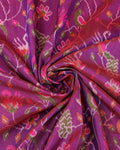 Traditional Patola Semi-Silk Saree with Intricate Bird and Floral Motifs - close