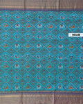Traditional Patola Semi-Silk Saree with Intricate Geometric Motifs - Teal-Head