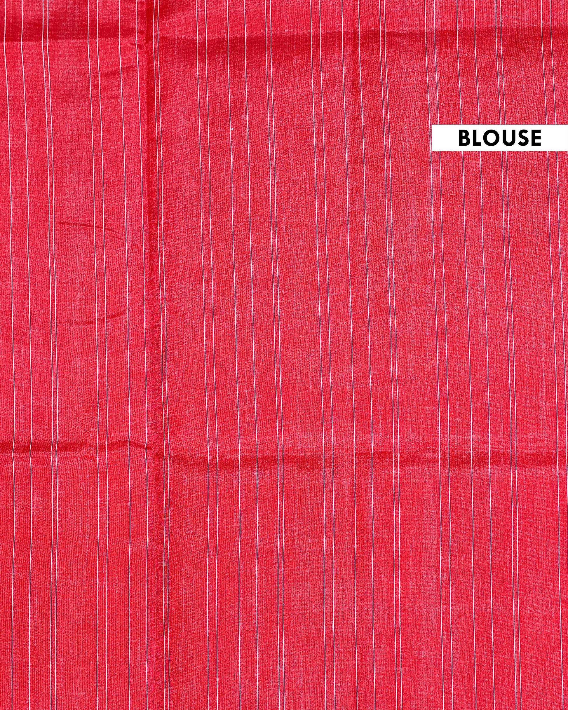 Traditional Pochampally Handloom Cotton Saree with Ikkat Zig-Zag Weave and Temple Border - Multi