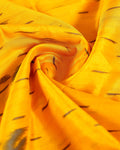 Traditional Pochampally Handloom Saree with Temple Border - Yellow
