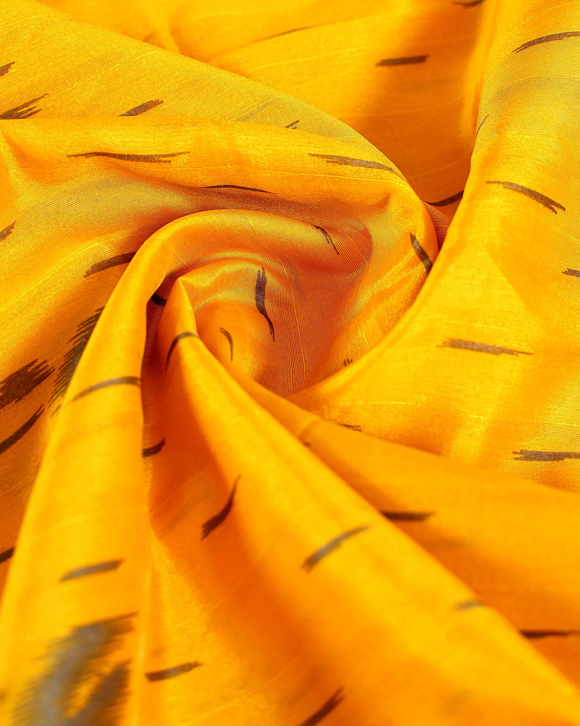 Traditional Pochampally Handloom Saree with Temple Border - Yellow