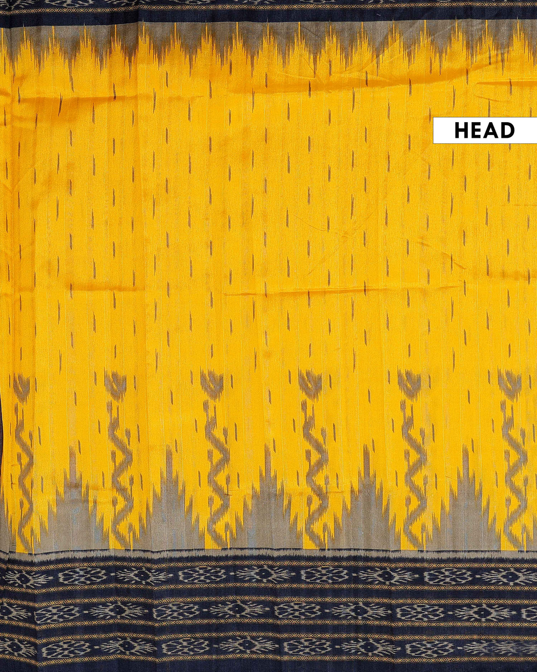 Traditional Pochampally Handloom Saree with Temple Border - Yellow