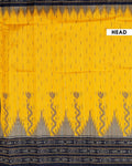 Traditional Pochampally Handloom Saree with Temple Border - Yellow