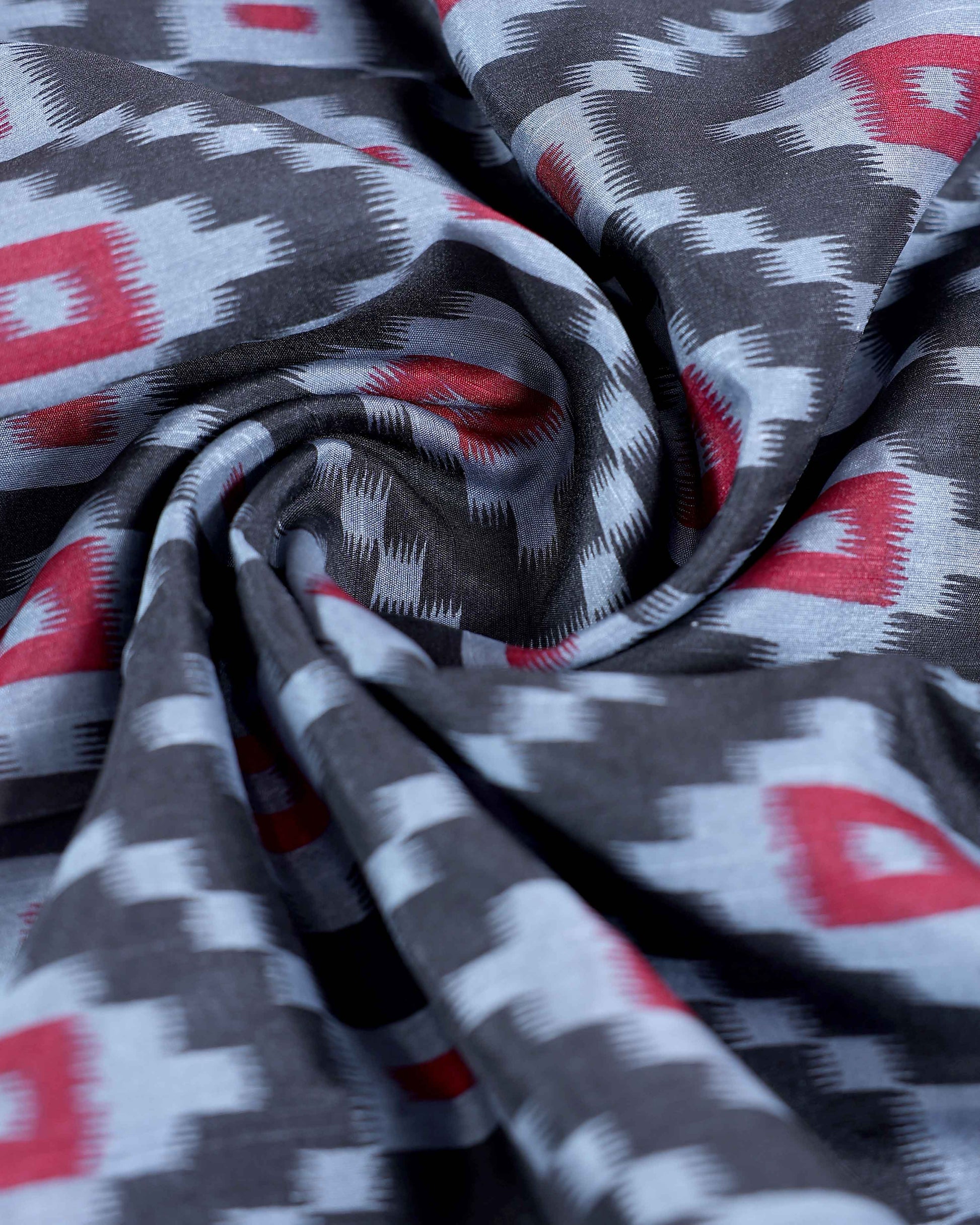 Traditional Pochampally Handwoven Ikat Saree with Geometric Motifs - Multi
