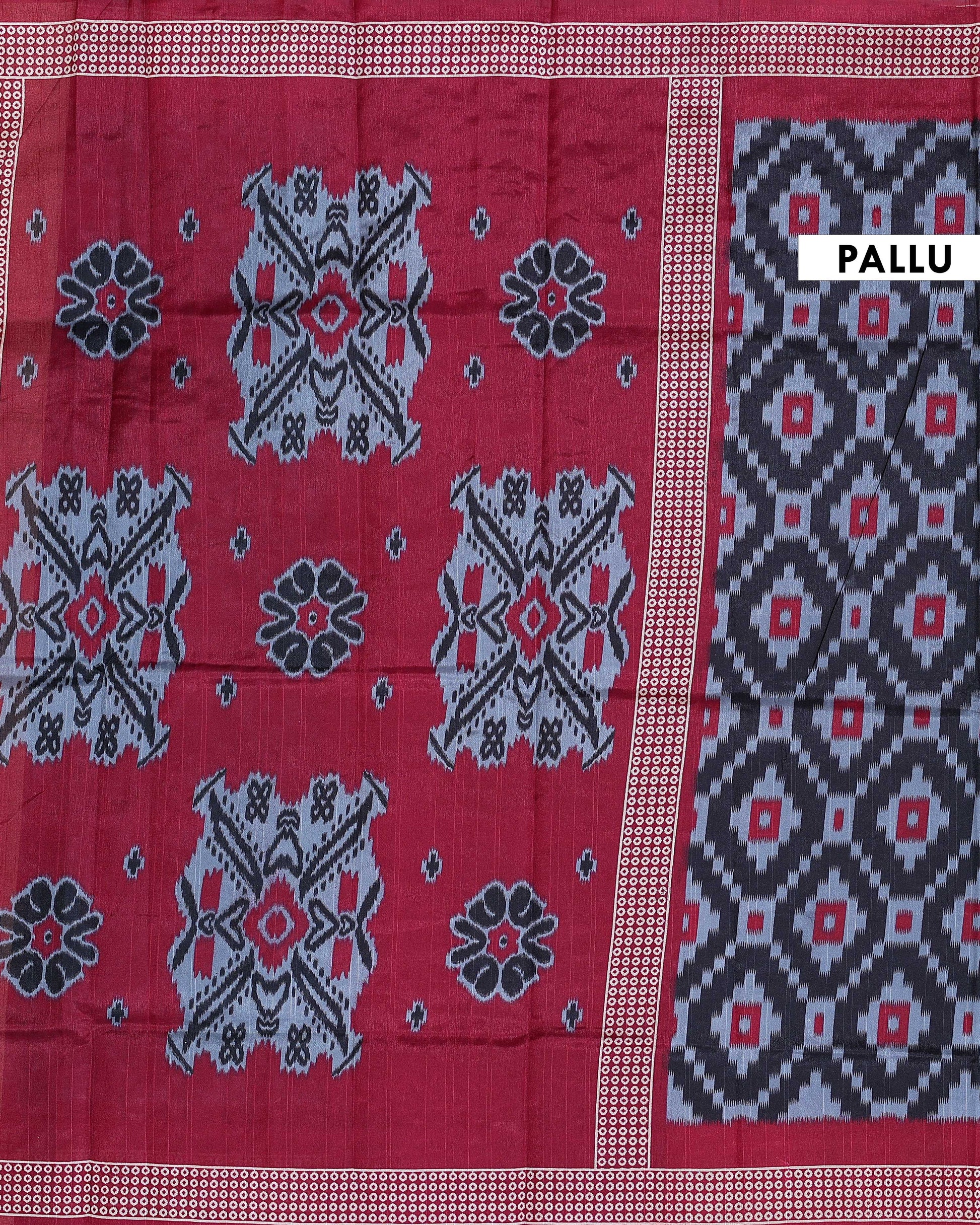 Traditional Pochampally Handwoven Ikat Saree with Geometric Motifs - Multi