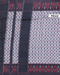 Traditional Pochampally Ikkat Handloom Saree with Temple Border - White