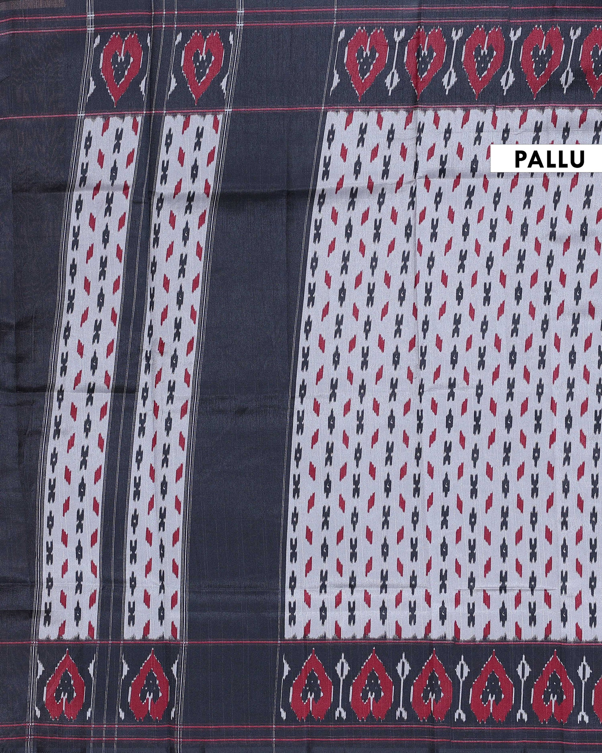 Traditional Pochampally Ikkat Handloom Saree with Temple Border - White