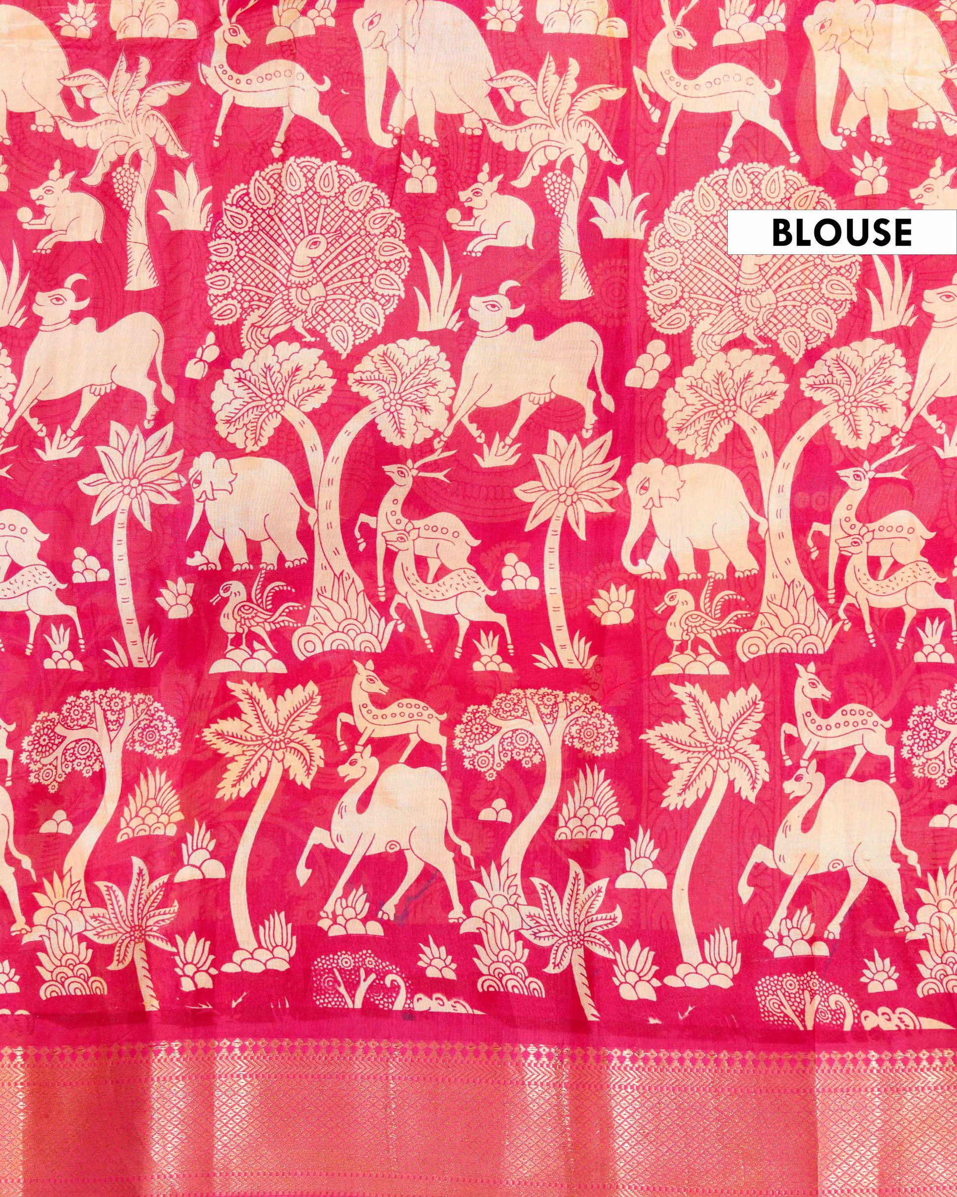 Traditional Semi Chanderi Saree with Floral Motifs and Zari Border - Blue