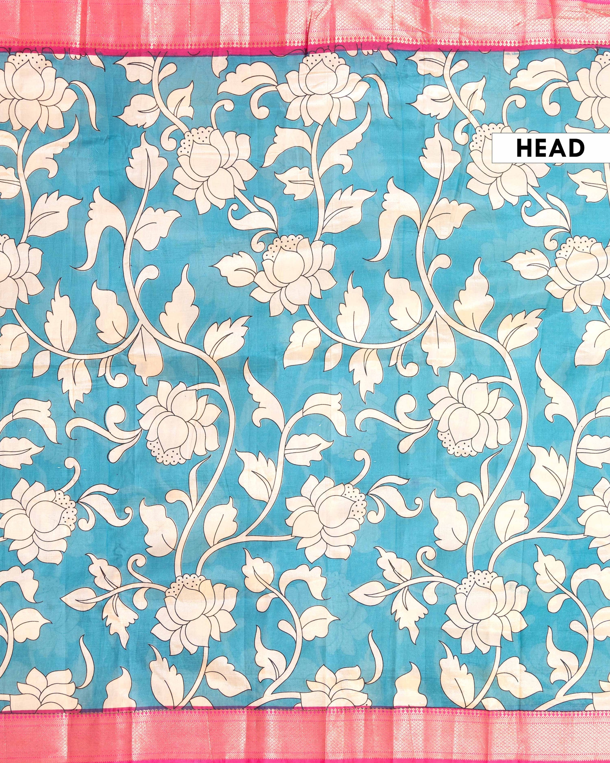 Traditional Semi Chanderi Saree with Floral Motifs and Zari Border - Blue