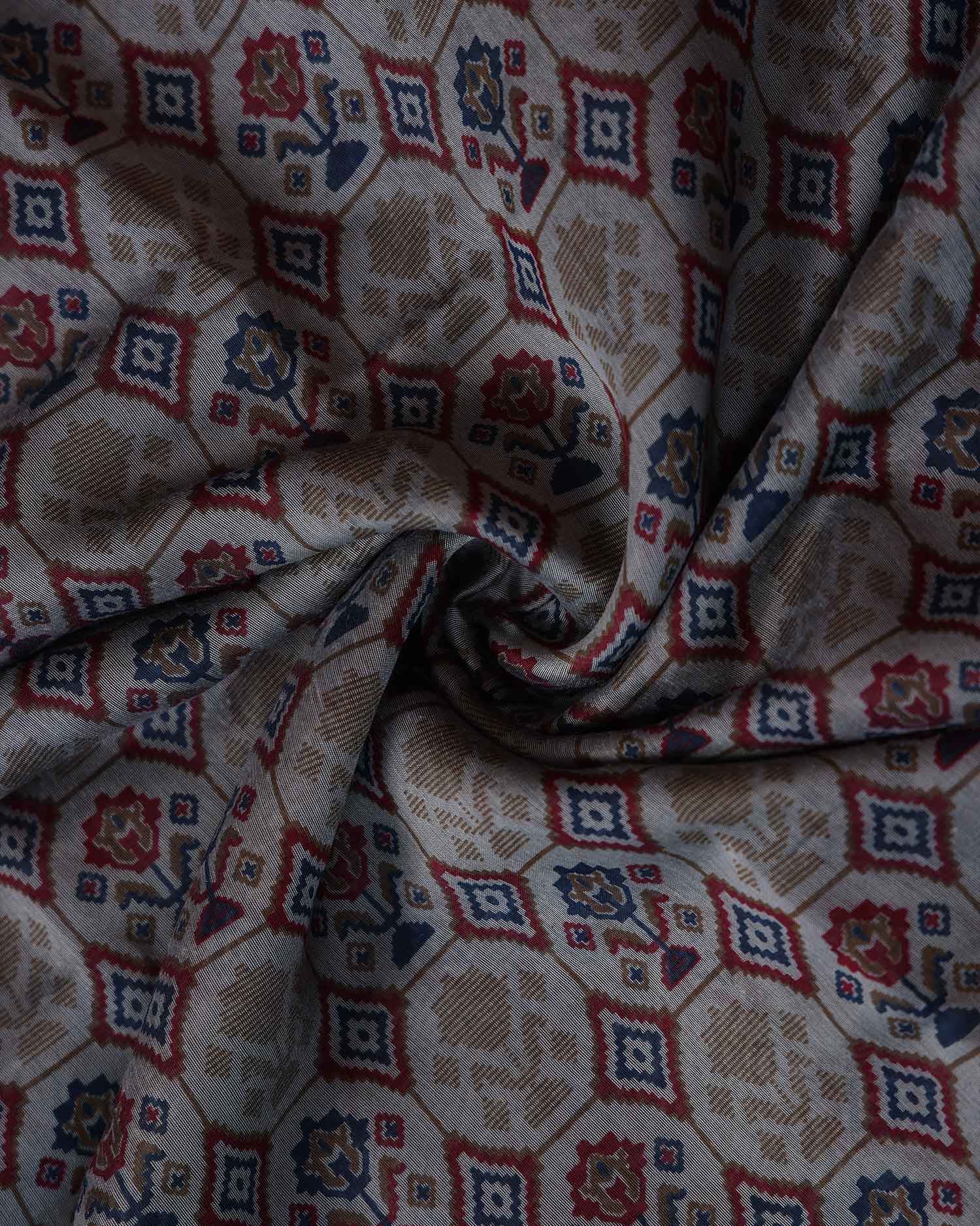 Traditional Semi Chanderi Saree with Intricate Floral Buti Design and Ornamental Ethnic Border - Multi-Close Up