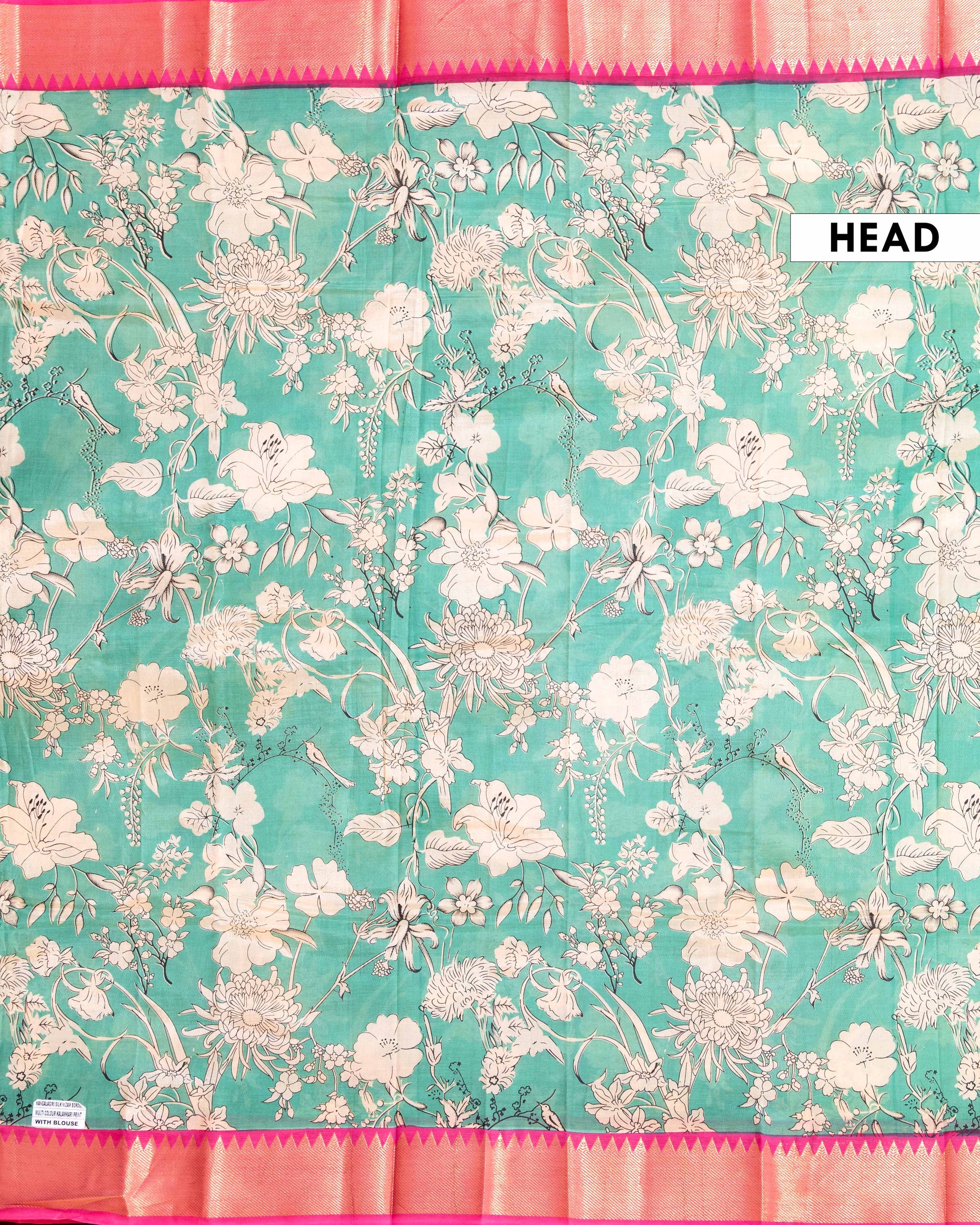 Traditional Semi Chanderi Saree with Intricate Floral and Avian Motifs - Green