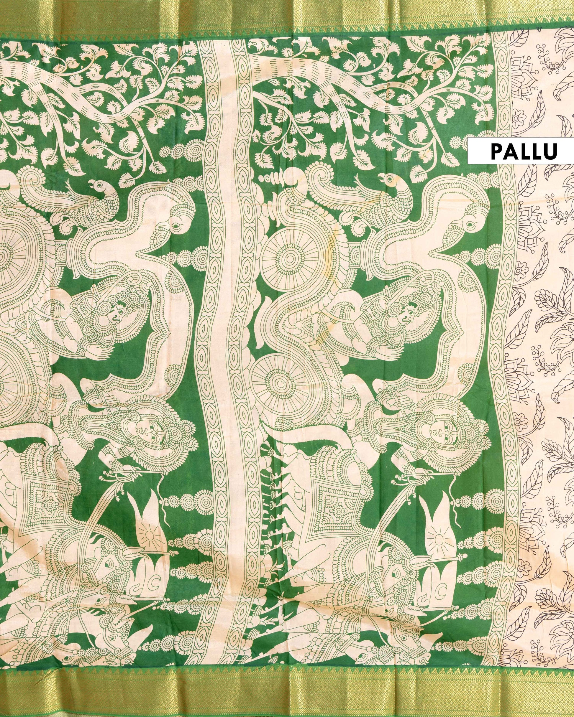 Traditional_Semi_Chanderi_Saree_with_Kalamkari-Inspired_Floral_Design_and_Zari_Border_-_Sandal-head