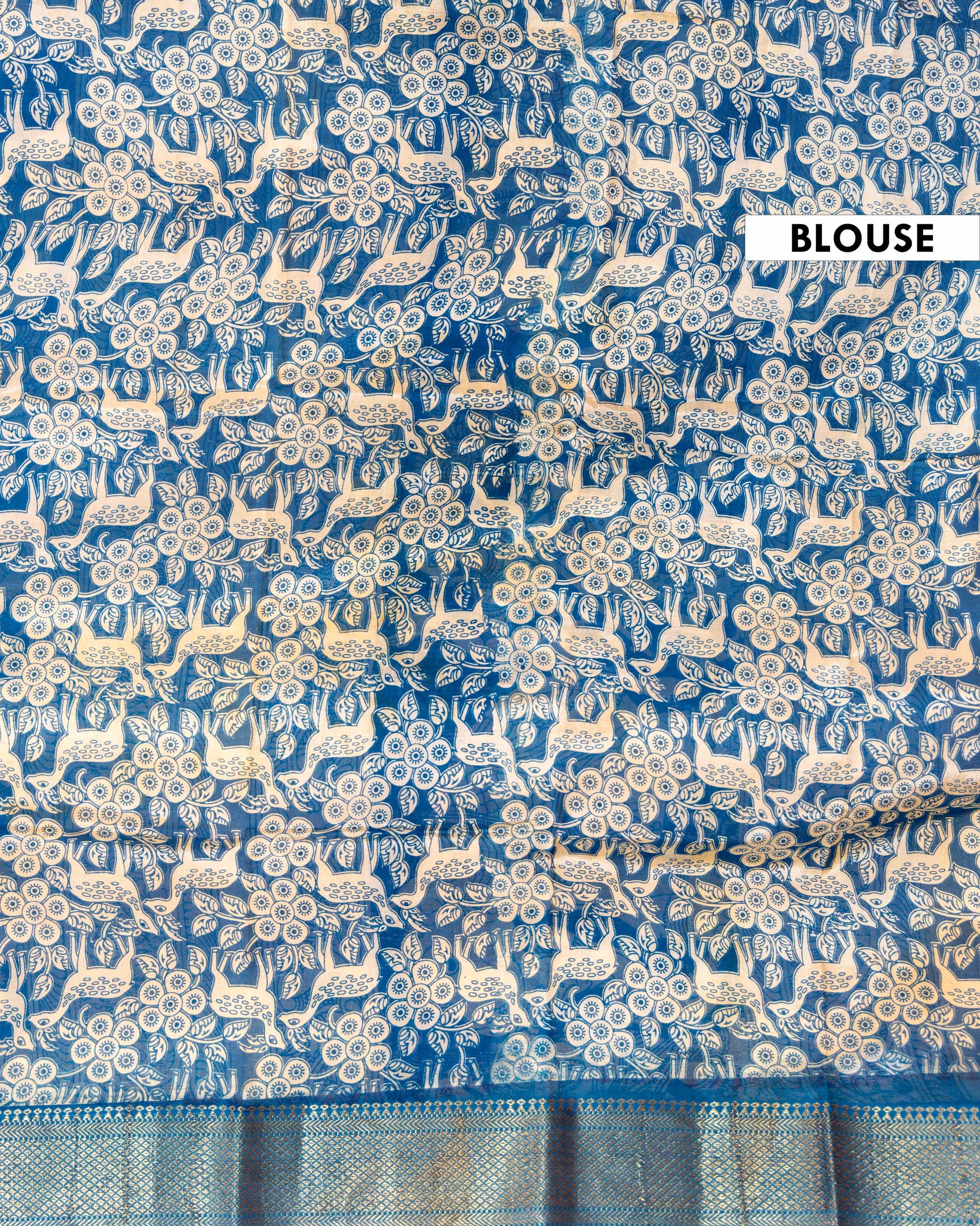 Traditional Semi Chanderi Saree with Kalamkari Floral and Peacock Print - Yellow