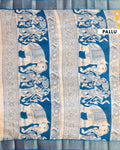 Traditional Semi Chanderi Saree with Kalamkari Floral and Peacock Print - Yellow