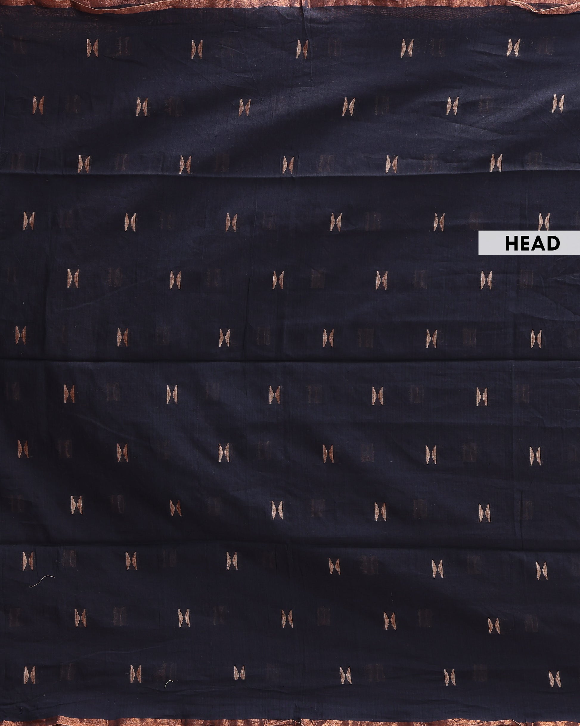 Traditional Semi Silk Cotton Saree Golden Zari Border and All-Over Thread Motifs - Navy Blue