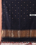 Traditional Semi Silk Cotton Saree Golden Zari Border and All-Over Thread Motifs - Navy Blue