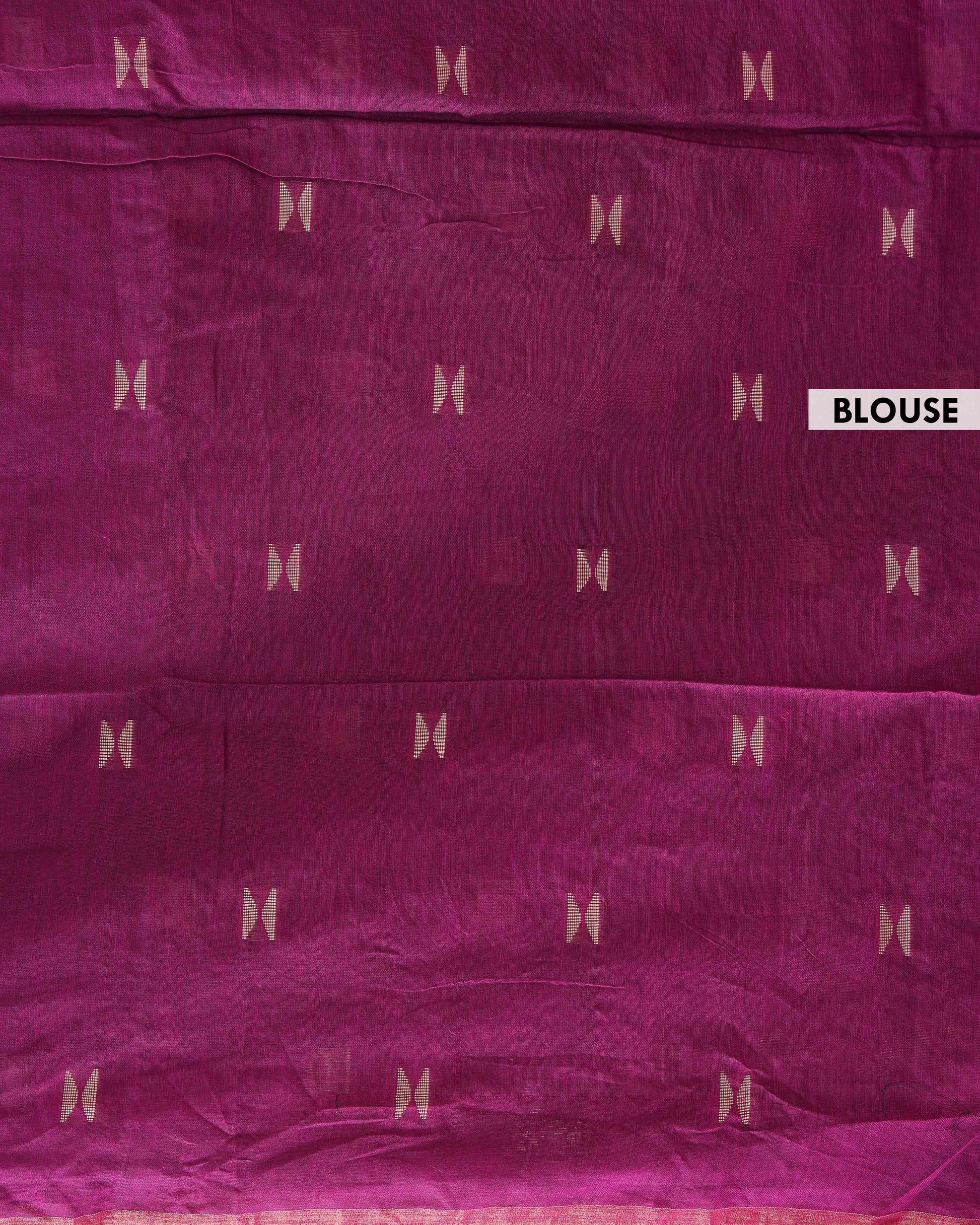 Traditional Semi Silk Cotton Saree Golden Zari Border and All-Over Thread Motifs - Purple