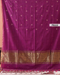Traditional Semi Silk Cotton Saree Golden Zari Border and All-Over Thread Motifs - Purple
