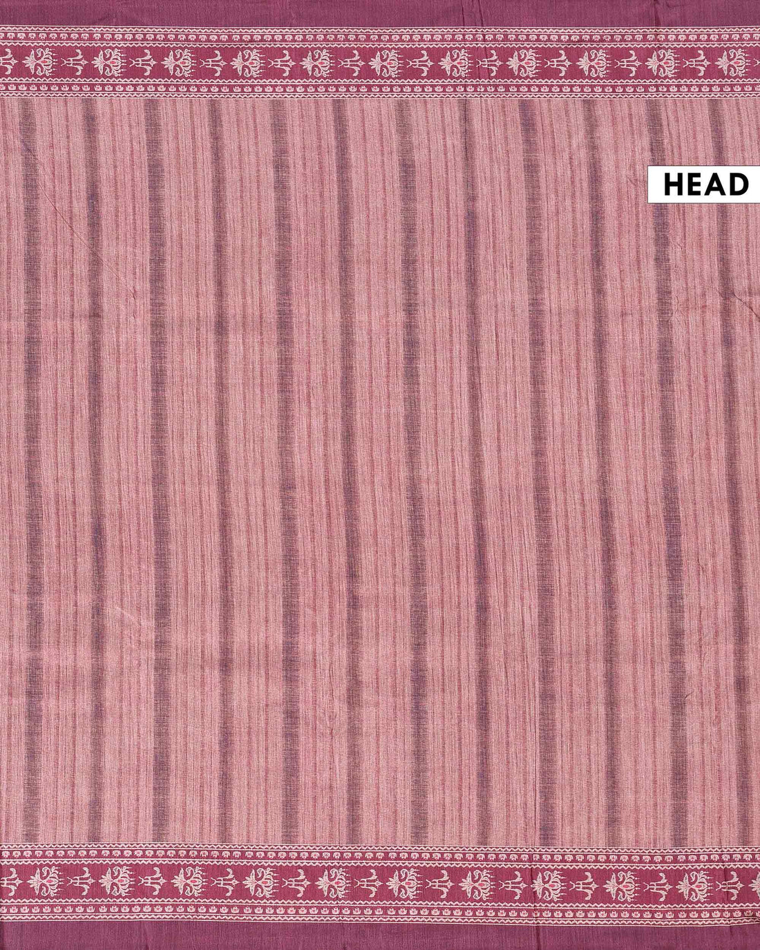 Traditional Semi Tussar Saree Subtle Striped Texture and Ornamental Woven Border - Copper