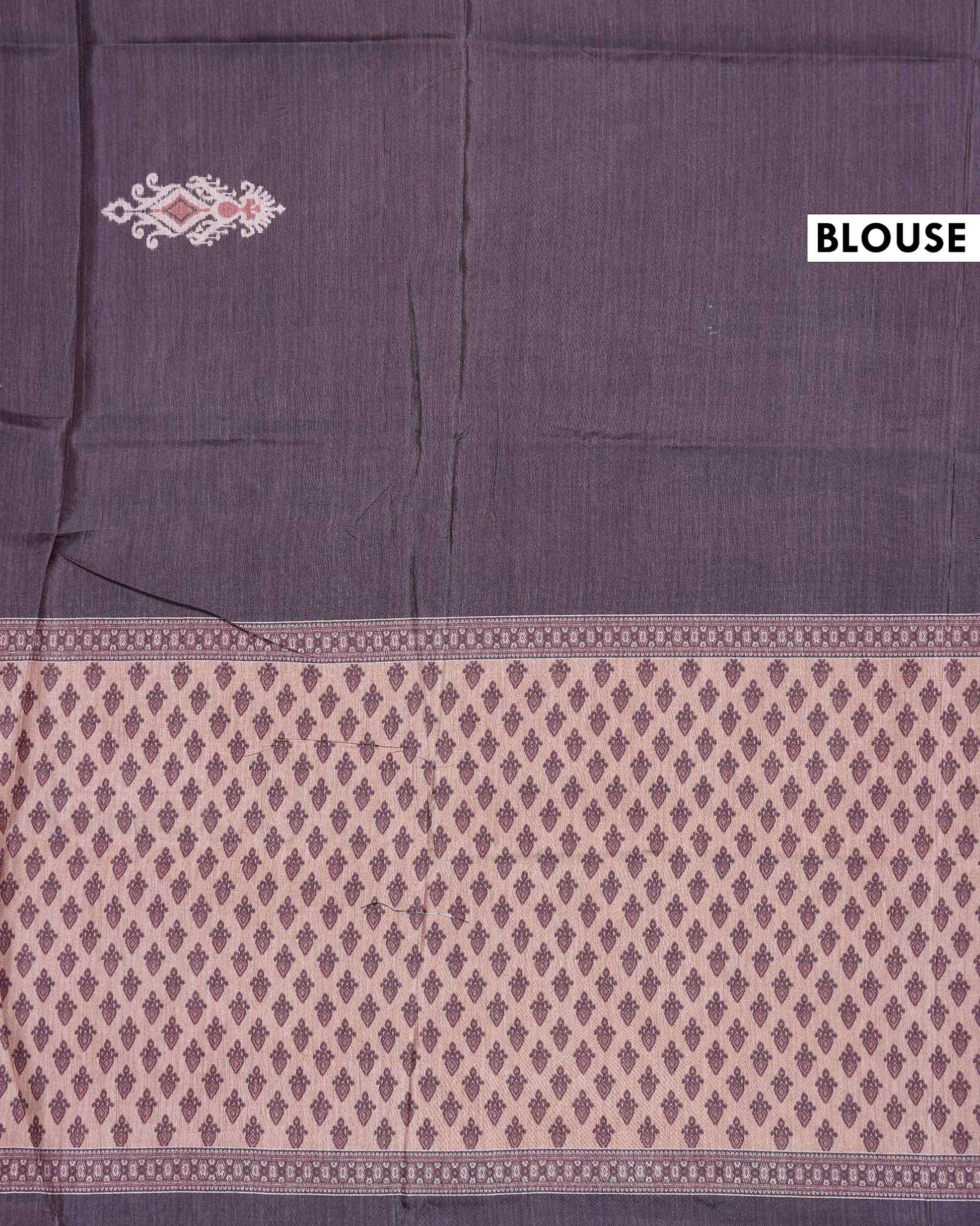 Traditional Semi Tussar Saree with All Over Woven Buti Motifs and Intricate Ethnic Border - Brown-Blouse
