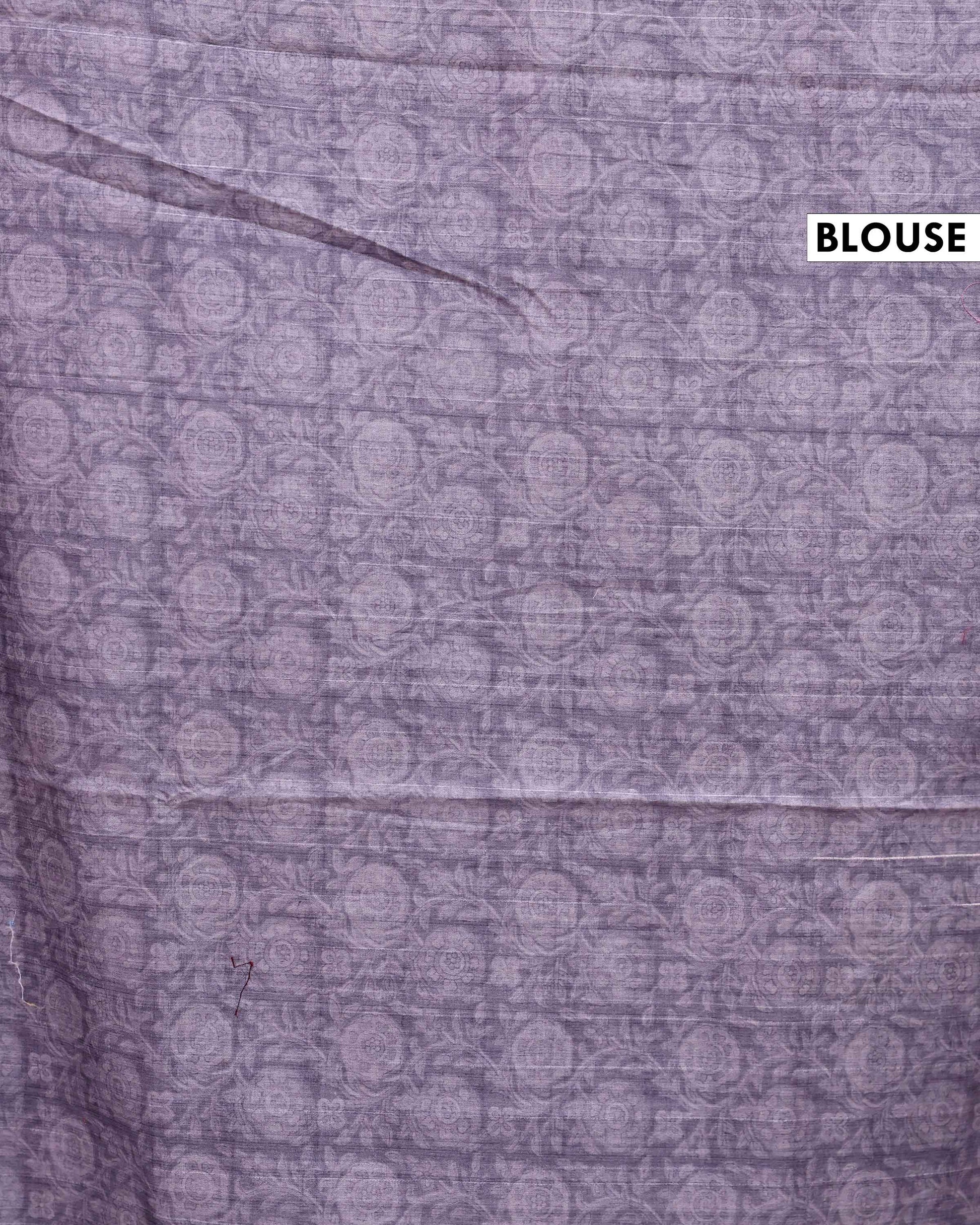 Traditional Semi Tussar Saree with Floral Inspired Motifs and Subtle Woven Border - Blouse