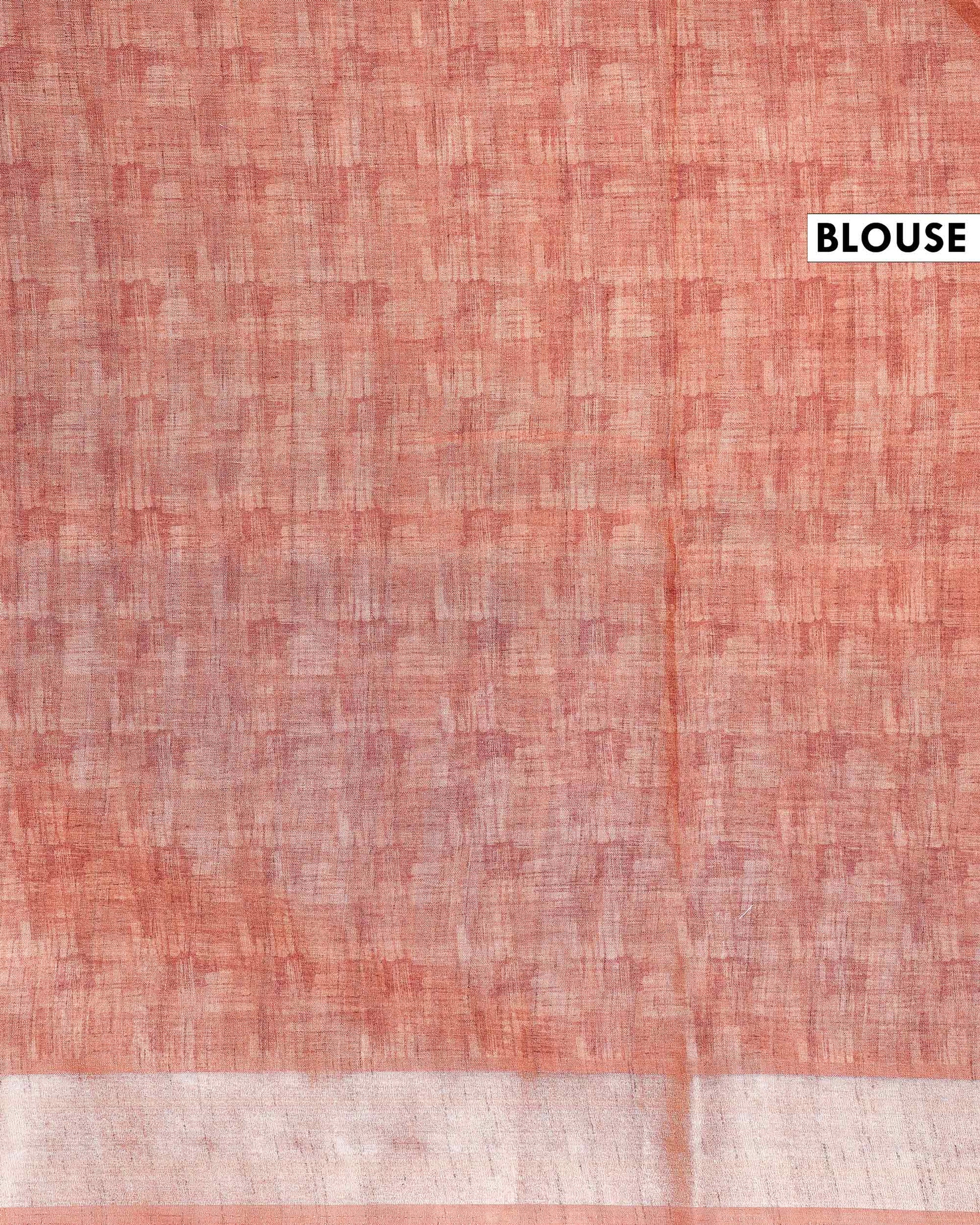 Traditional Semi Tussar Saree with Jaal Inspired Motifs and Zari Woven Border - Orange-Blouse