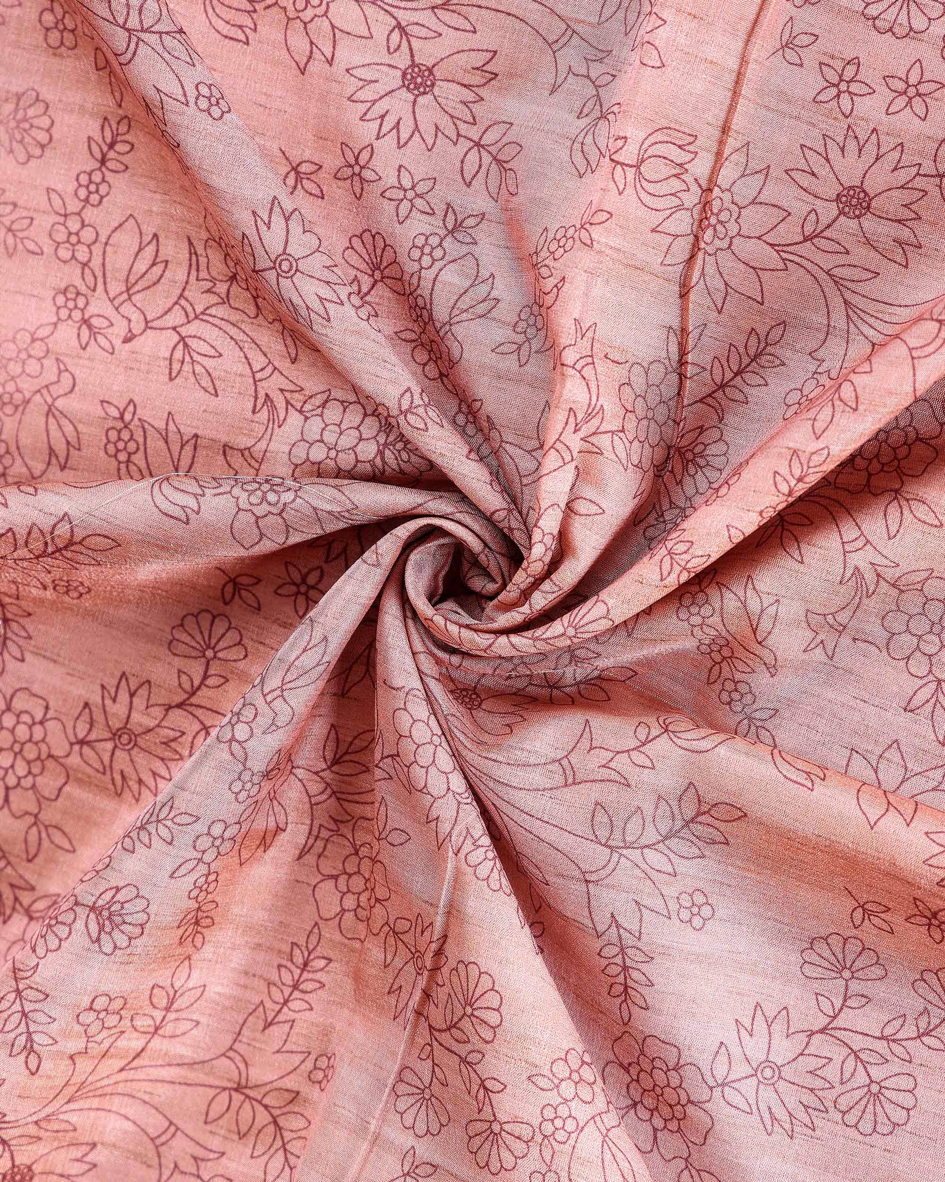 Traditional Semi Tussar Saree with Jaal Inspired Motifs and Zari Woven Border - Peach-Close Up