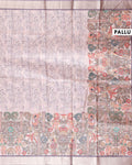 Traditional Semi Tussar Saree with Jaal Inspired Motifs and Zari Woven Border - Purple-Pallu