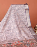 Traditional Semi Tussar Saree with Jaal Inspired Motifs and Zari Woven Border - Purple