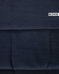 Traditional Semi Tussar Saree with Kalamkari Inspired  Motifs and Ikkat Style Woven Border - Dark Blue-Blouse