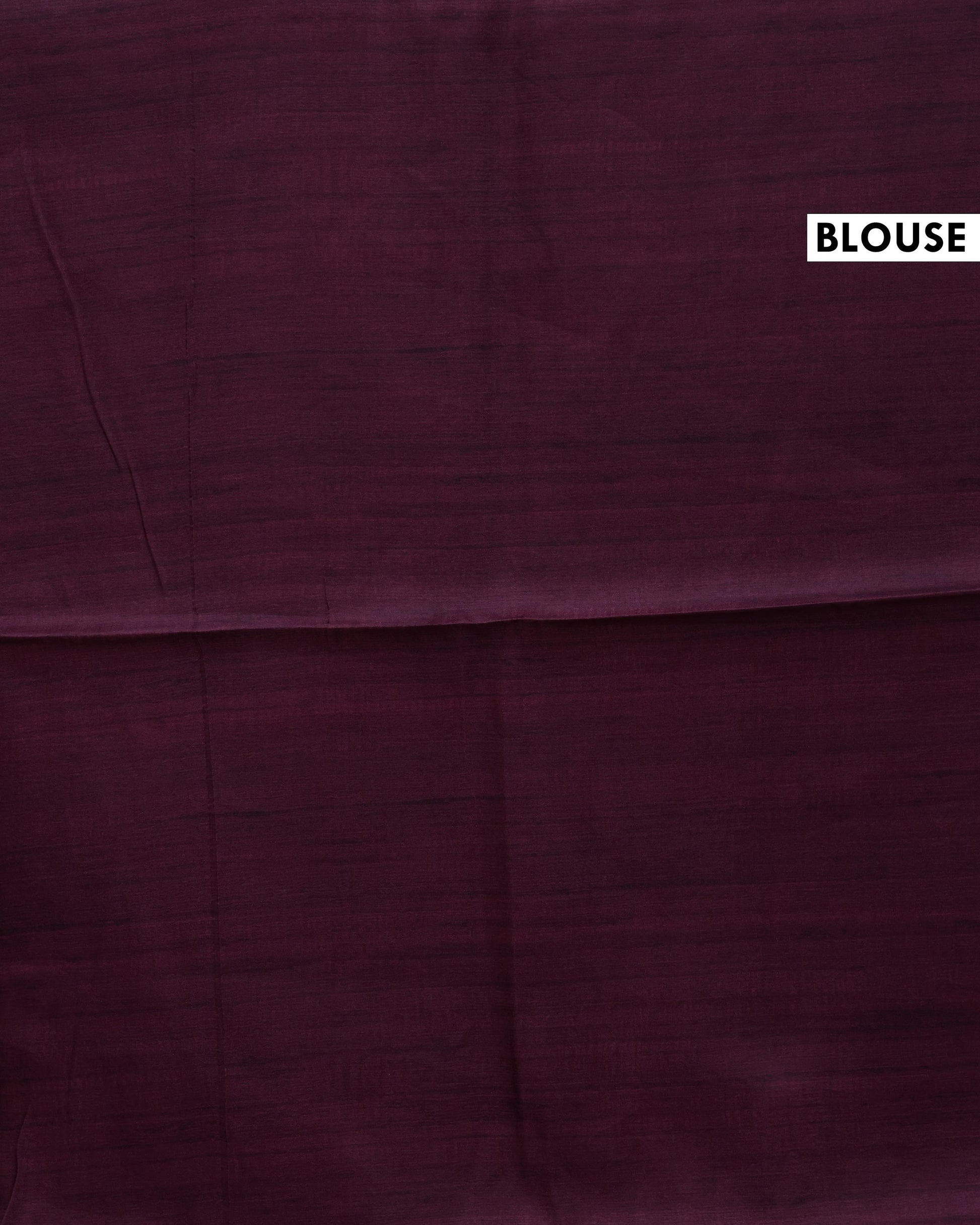 Traditional Semi Tussar Saree with Kalamkari Inspired  Motifs and Ikkat Style Woven Border - Maroon-Blouse