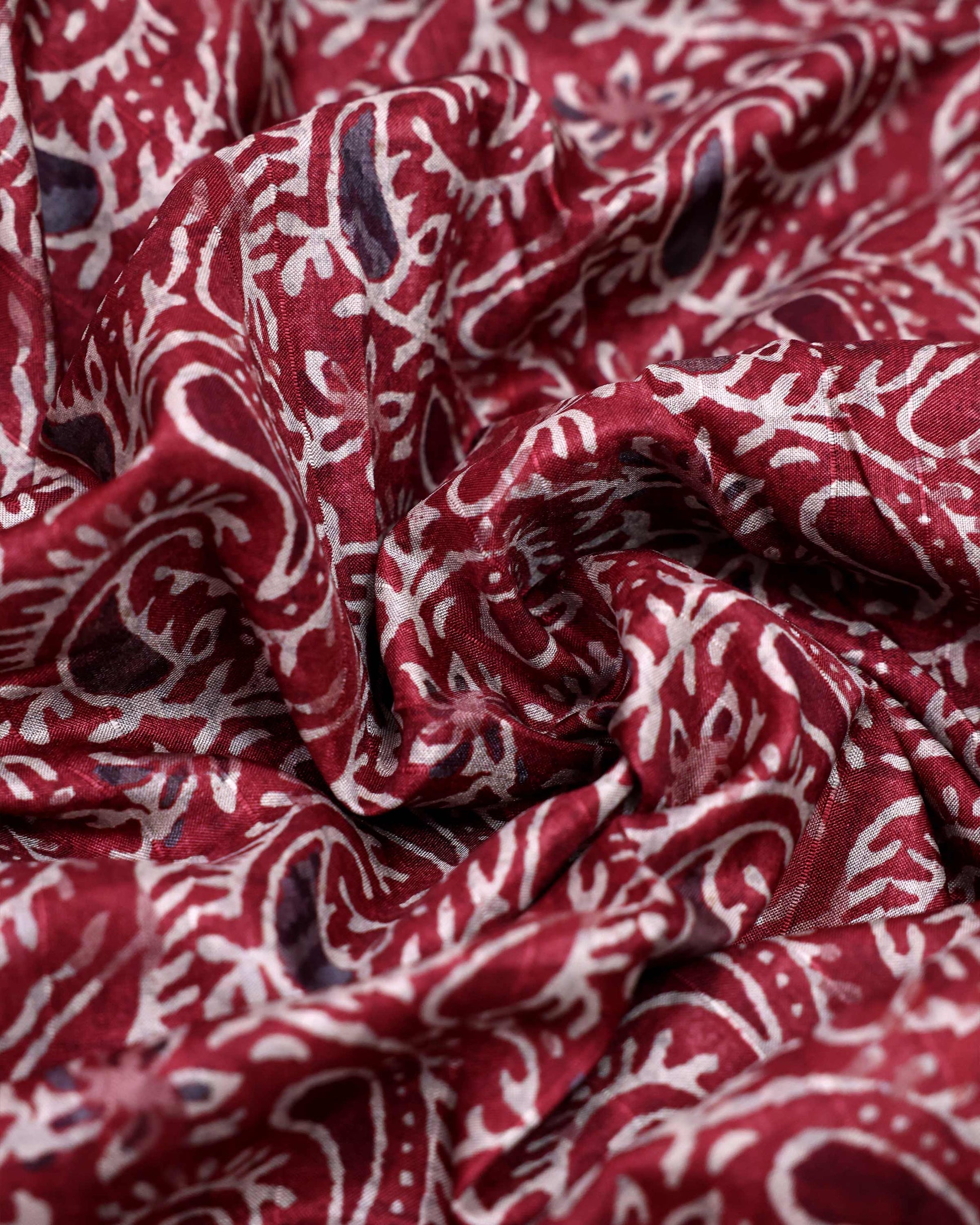 Traditional Semi Tussar Saree with Paisley Inspired Motifs and Geometric Woven Border - Maroon-Close Up