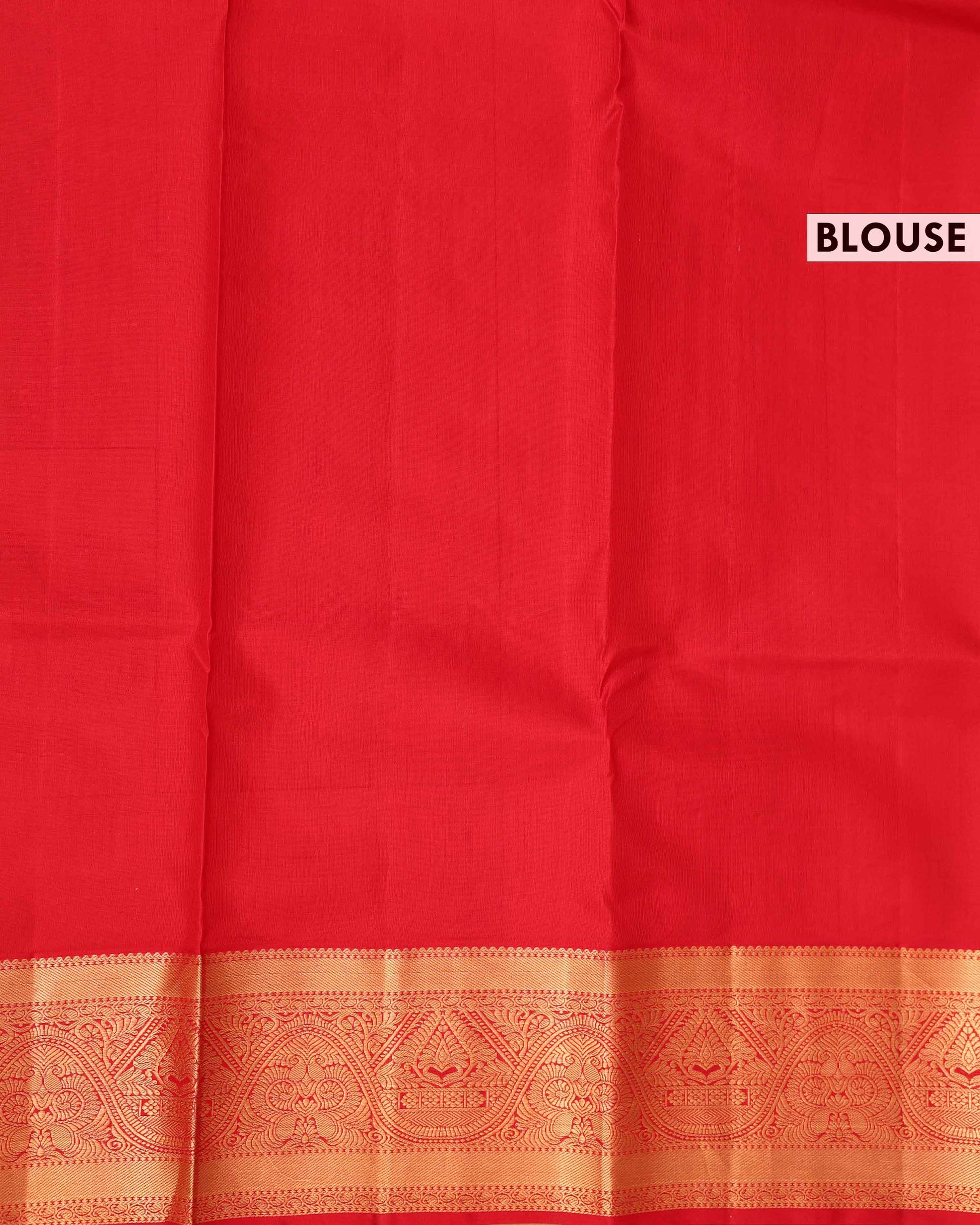 Traditional Silk Saree with Elegant Striped Texture Rich Zari Woven Border - Red-Blouse
