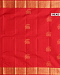 Traditional Silk Saree with Elegant Striped Texture Rich Zari Woven Border - Red-Head
