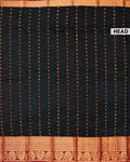 Traditional Silk Saree with Intricate Zari Motifs and Rich Ornamental Border Design - Dark Green-Head