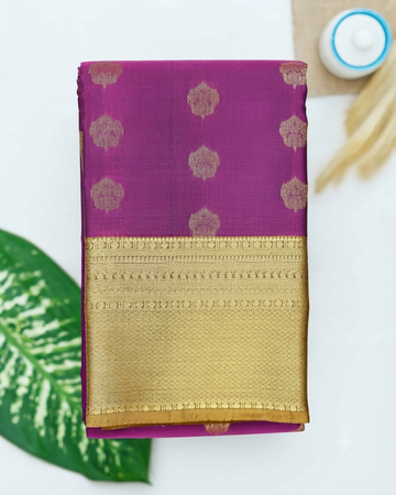 Traditional Silk Saree with Rich Zari Woven Border and Intricate Butta Motifs - Purple