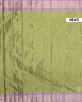Traditional Silk Saree with Woven Buttas and Contrasting Zari Border - Green