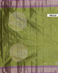 Traditional Silk Saree with Woven Buttas and Contrasting Zari Border - Green