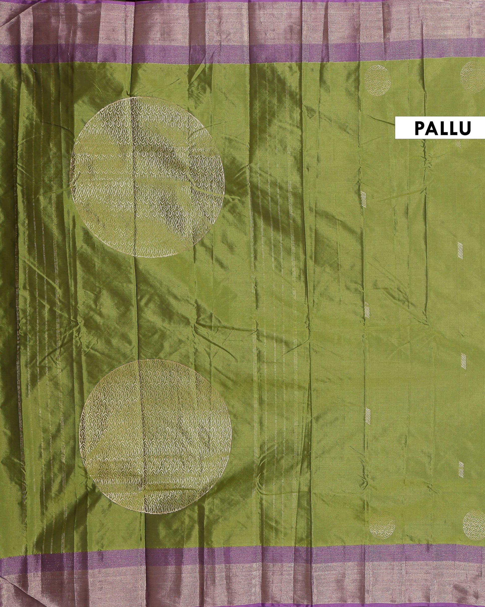 Traditional Silk Saree with Woven Buttas and Contrasting Zari Border - Green