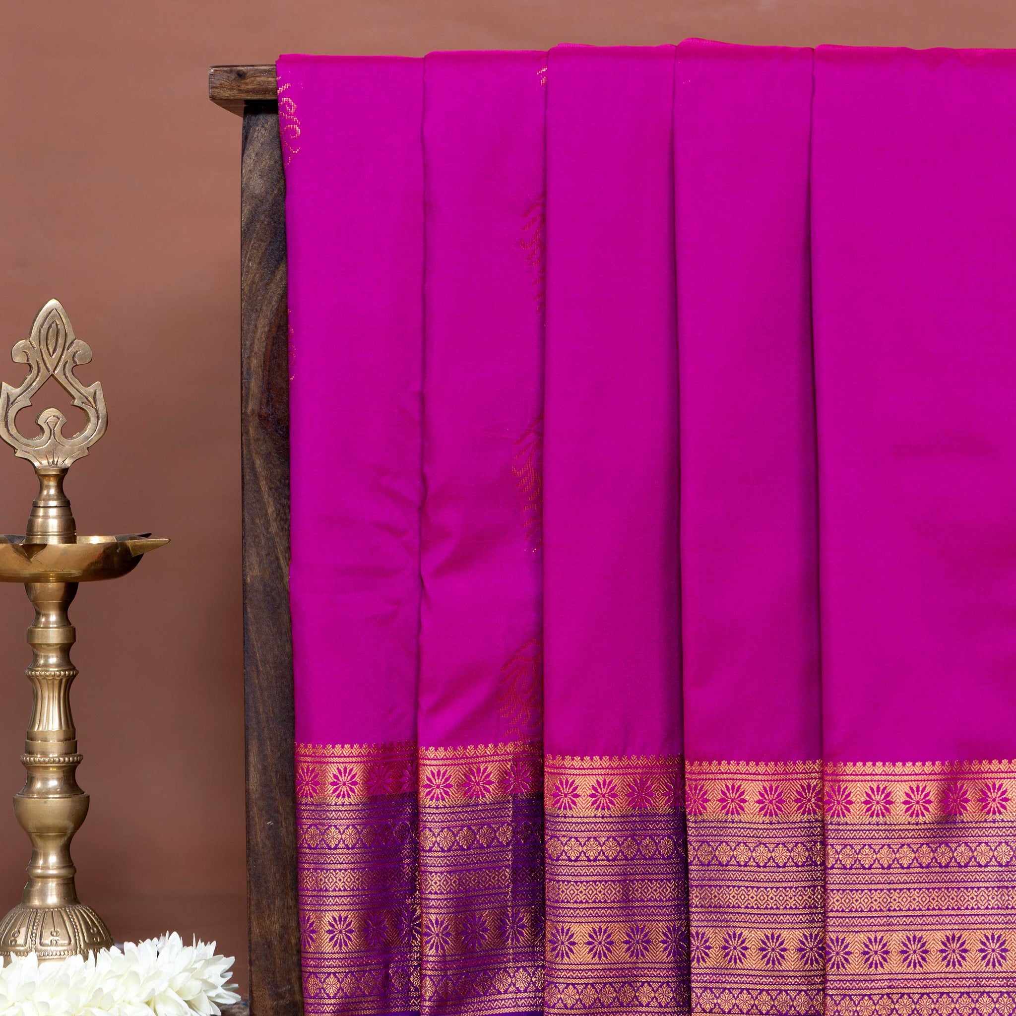 Traditional Soft Silk Saree with Ornate Woven Border and Classic Finish - Purple