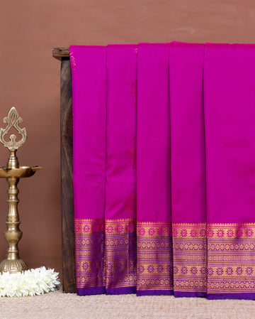 Traditional Soft Silk Saree with Ornate Woven Border and Classic Finish - Purple